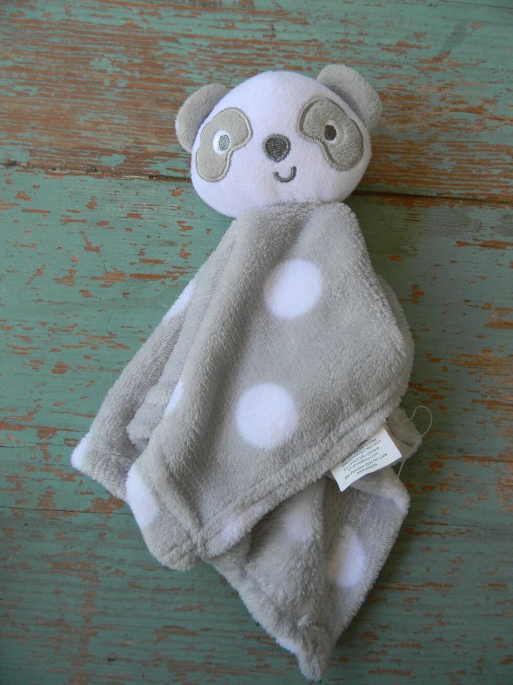 Gentle Steps Gray Panda Bear Lovey Baby Plush Security Blanket Polka Dot